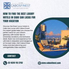 Discover the finest luxury hotels in Cabo San Lucas with Cabos Finest. Our expert guide helps you choose the perfect resort for your dream getaway, with insider tips on amenities, locations, and exclusive deals. Book now and experience the ultimate in relaxation and indulgence at the best rates. Visit Cabos Finest today and start planning your unforgettable Cabo vacation!
