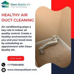 Do you suffer from allergies, or are you simply looking for ways to make your home healthier for its occupants? Air conditioning plays a key role in indoor air quality control. Create a healthy environment for you and your loved ones by scheduling an appointment with Clean Quality Air. Contact us for healthy air duct cleaning services.
