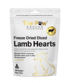 "The Paw Grocer Freeze Dried Lamb Hearts Dog and Cat Treats

Organ meat contains twice as much COLLAGEN as regular meat, which is great for joint health, heart meat is also a great source of CoQ10, an antioxidant that may help treat & prevent heart disease.

For More information visit: www.vetsupply.com.au
Place order directly on call: 1300838787"