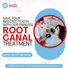 Root Canal Treatment | Emergency Dental Service

Save your infected tooth with our painless root canal treatment at the Emergency Dental Service and say goodbye to infection and discomfort. Book an appointment with our skilled professionals for immediate relief and long-term oral health. Your comfort and well-being are our priorities.  Schedule an appointment at 1-888-350-1340.