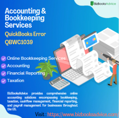 Overcome QuickBooks Error QBWC1039 with the help of BizBooksAdvice. Our experienced professionals troubleshoot and fix web connector issues, ensuring your accounting operations run smoothly. With our comprehensive services, we help businesses maintain financial integrity and achieve sustainable growth.

Visit: https://www.bizbooksadvice.com/quickbooks-error-qbwc1039.html