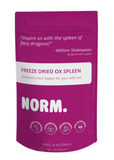 "Norm Ox Spleen Freeze Dried Meal Topper For Dogs And Cats

NORM'S ox spleen is a freeze-dried, single-ingredient powder, perfect for adding to kibble, raw meals, Likimats, Kongs, freakshakes, or homemade dog treats.

For More information visit: www.vetsupply.com.au
Place order directly on call: 1300838787"