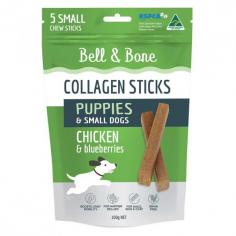 Bell & Bone Collagen Chew Sticks Chicken and Blueberries: These treats improve mobility in dogs afflicted with arthritis and also boost the quality of your pet’s skin and coat health.
