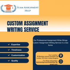 Do you require assistance with writing a custom assignment? We are here to provide Custom Assignment Writing Services. Our skilled writers offer specialized assistance, guaranteeing that your assignments are well-written and thoroughly researched. We provide original, flawless work that is tailored to your specific needs. We can help with any kind of assignment, be it a complicated project, research paper, or essay. Put your trust in Team Assignment Help for dependable, prompt, and expert custom writing assistance. Get in touch with us right now to achieve academic success.