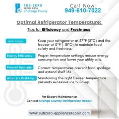 Maintaining the right temperature in your fridge and freezer is crucial for food preservation and energy savings. Ensure your appliance is running efficiently with help from Orange County Refrigerator Repair.
