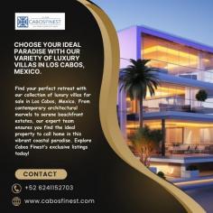 Find your perfect retreat with our collection of luxury villas for sale in Los Cabos, Mexico. From contemporary architectural marvels to serene beachfront estates, our expert team ensures you find the ideal property to call home in this vibrant coastal paradise. Explore Cabos Finest’s exclusive listings today!

