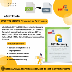 eSoftTools OST to MBOX Converter Software offers a very nice solution. Users not to worry, as this software allows for quick conversion of OST files to MBOX. It's user-friendly, with a simple and easy-to-understand interface. Additionally, the software is risk-free, virus-free, and compatible with all Windows versions. This makes it a reliable choice for anyone looking to convert OST files to MBOX format.

visit  more:-https://www.esofttools.com/blog/how-to-convert-ost-to-mbox/
website:-https://www.esofttools.com/ost-to-mbox-converter.html