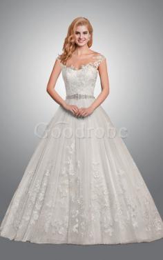 Robe de mariée serieuse sexy ceinture avec perle de mode de bal a eglise