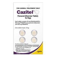 A broad spectrum Allwormer, Cazitel flavored tablet treats and controls 12 species of gastrointestinal worms in dogs. It destroys roundworms, hookworms, tapeworms (hydatids as well) and whipworms. The anthelmintic action of these flavored tablets also treats Giardia infection and minimizes the spread of these worms. Get Allwormer for Dogs and Cats at lowest price online in Australia at VetSupply