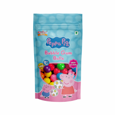 Buy Peppa Pig Bubble Gum Balls Online at Sweetons! These 50gm Gum Balls Burst with Vibrant Fruity Flavors and Have a Glossy, Colorful Coating. with a Soft, Chewy Texture That Lasts, They Keep Kids' Smiles Bright and Flavors Rolling for a Long Time.