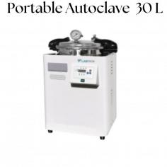 Labtron portable autoclave with 30 L is designed with a quick-open cover to allow fast and easy access to the chamber, integrated with a memory storage system, and a door interlock to ensure the user's safety. It is equipped with burned protection and safety relief valves, enhanced with shift-place design for proper sealing, and incorporated with overheating and pressure warning indicators. 