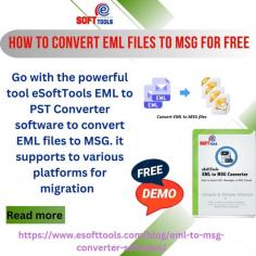  Sure, here is the revised text:
Users can easily convert EML files to MSG using the eSoftTools EML to MSG Converter Software. This is a reliable solution for migrating all types of EML files. The tool ensures that all files are converted without any restrictions, and it effectively manages the data in the correct sequence. With the help of this software, users can directly upload their data into MSG files. Additionally, the tool offers a free demo to our users.