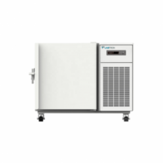 Labtron-86°C Ultra Low Temperature Upright Freezer is a 100 L unit with a temperature range of -40 to -86°C. It features a powerful EBM fan, high-performance vacuum insulation, a rotating handle, universal wheels, stainless steel construction, and a safety door lock for sensor failure and door opening.