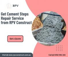 Get Cement Steps Repair Service from RPV Construct

Cement steps provide a durable and attractive solution for outdoor spaces, improving both functionality and aesthetics. However, over time, they may crack and scale. To prevent these issues, paying attention to detail during mixing and curing is crucial. At RPV Construct, we specialize in cement step repair, offering expert inspection and repair services to fix any defects and ensure your cement steps stay safe and visually appealing for years to come. For more information, visit our website https://www.rpvconstruct.com.au/concrete-repair/ or call us at 0452 591 315.
