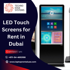 Looking for LED Touch Screens for Rent in Dubai? Contact Techno Edge Systems LLC at +971-54-4653108. Rent top-quality screens for events, meetings, and more. For more information, Visit our website - https://www.laptoprentaluae.com/touch-screen-rental-dubai/