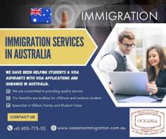 Oceania Immigration offers expert guidance on Australian immigration services, including temporary and permanent visas, as well as citizenship applications. They assist with visa selection, document preparation, and submission processes, providing personalized support to navigate the complexities of Australian immigration requirements efficiently.