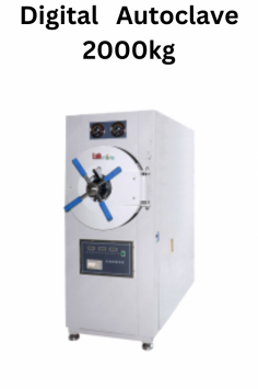 Labmate digital autoclave features a 280L chamber capacity, automatic power cut-off, water deficiency alarm, and adjustable temperature (40-139°C) with pressure protection. It operates at 0.25 Mpa, ensuring effective sterilization."
