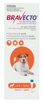 "Bravecto Spot-On for Small Dogs is a long-lasting flea and tick protection for 8 weeks and older puppies and dogs that weigh between 4.5-10kg. A single dose of Bravecto Spot On for Small Dogs protects against fleas and paralysis ticks for 6 months and Brown dog ticks for 12 weeks.

For More information visit: www.vetsupply.com.au
Place order directly on call: 1300838787"