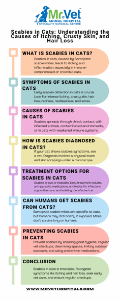 Scabies, also known as feline mange, is a skin condition that can cause severe discomfort for your cat. This highly contagious disease, caused by microscopic mites, leads to intense itching, crusty skin, and hair loss. Understanding scabies in cats, its symptoms, and treatment options can help you take better care of your feline friend.

