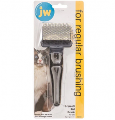 The JW GripSoft Cat Brush is designed to make sure you never get another scratch or claw while brushing again. Features soft, gentle pins that won't hurt your cats skin, and a comfortable, sure-grip handle for easy brushing.