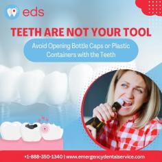 Teeth Are Not Tools | Emergency Dental Service

Teeth are not tools! Using them to open bottle caps or plastic containers looks simple but dangerous. 