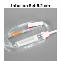 Abimed infusion sets are sterile devices designed to deliver the medicinal fluid, blood, and blood components into the patient's body. Unit features a vented spike with an air vent of 20 drops, a drip chamber of 5.2 cm, a filter of 13.2 mm, 15 µm, and a lever slip connector of PP, ABS, or PVC. It is made from medical-grade PVC and comes with a luer cap (PE) or needle.