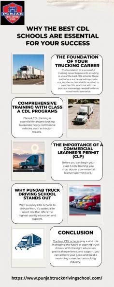 Choosing the best CDL schools ensures you get the highest quality education, from obtaining your commercial learner's permit to completing class A CDL training. Utah Truck Driving School offers expert guidance and training to help you achieve your trucking career goals. Visit here to know more:https://punjabtruckdriving.mystrikingly.com/blog/why-the-best-cdl-schools-are-essential-for-your-success