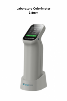 Labtron Laboratory Colorimeter has an integrated micron camera for easy viewing and analysis, perfect for patterned and colorful samples. It features a D/8 SCI illumination system, 0-200% measuring range, 400-700 nm wavelength, and a 2.4-inch LCD display for clear visibility and precise results.