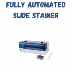 Labmate Slide Stainer is a compact, 20-station table top device with a 135-ml capacity. It features high-efficiency staining, anytime sample addition, and automatic cleaning. Equipped with an LED touch interface, an optical plastic cover, and an air exhaust system for safety.