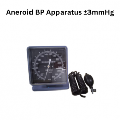 Medzer Aneroid BP Apparatus features a large, mercury-free manometer with a 0-300mmHg range and ±3mmHg precision for accurate systolic and diastolic readings. It has a 2 mm scale graduation, 1.5 m coil tube, smooth nylon cuff, easy-grip latex bulb, and a deflation valve for controlled air release.