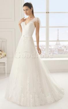 Robe de mariée majestueux longue sans dos jusqu'au sol avec manche courte