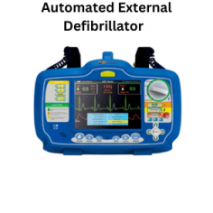 Zimed automated external defibrillator offers manual and automatic synchronization with energy settings from 2 J to 360 J. It features a display for heart rate, lead/pads status, alarm, SpO2 levels, and operation mode, and utilizes biphasic sine wave technology, showing both selected and delivered energy levels.
