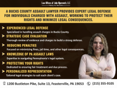 A Bucks County Assault Lawyer provides expert legal defense for individuals charged with assault, working to protect their rights and minimize legal consequences. 