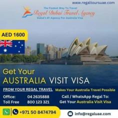 If you're planning to get an Australia visit visa from Dubai, Regal Dubai Travel Agency is the top choice. Our visa experts and consultants will guide you through the entire application process. Regal Tours assists with VFS appointments, affordable air tickets, discounted hotel bookings, and necessary supporting documents, ensuring a smooth experience. For reliable service and expertise, trust Regal Tours for your Australia visa needs. https://www.regaltoursuae.com/australia-visa-from-dubai/