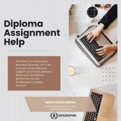 Need a hand with your diploma assignments? At Gradespire, we offer expert support to help you understand your coursework and meet deadlines with ease. Our team is here to guide you through every step, ensuring you grasp the concepts and submit your work confidently. Reach out today and let us assist you in achieving academic success.