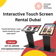 Get advanced Interactive Touch Screen Rental Dubai from Techno Edge Systems LLC. Ideal for all your event needs, from trade shows to meetings. We provide expert technical support and guidance from our skilled team, available both onsite and offsite. call us at 054-4653108 or visit us - https://www.laptoprentaluae.com/touch-screen-rental-dubai/