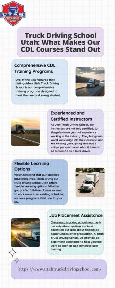 At our truck driving school Utah, we pride ourselves on offering comprehensive CDL courses that equip you with real-world skills. Whether you're searching for a trucking school near me or want the best path to your cdl license Utah, our programs are tailored for your success. Visit here to know more:https://utahtruckdrivingschoolblog.wordpress.com/2024/09/26/truck-driving-school-utah-what-makes-our-cdl-courses-stand-out/