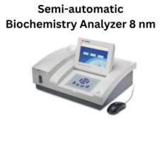 Zimed semi-automatic biochemistry analyzer supports assay types including end-point, two-point, kinetic, reagent blank, sample blank, immunity nephelometry, and multiplication. It offers selectable calibration methods and operates across wavelengths of 340 nm, 405 nm, 505 nm, 546 nm, 578 nm, 620 nm, and 670 nm.
