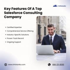 A Salesforce Consulting Company offers expert guidance and solutions to businesses looking to implement, customize, and optimize Salesforce for their operations. At IInfotanks, we specialize in delivering comprehensive Salesforce consulting services tailored to your unique business needs. Our team of certified Salesforce experts helps streamline processes, enhance customer experiences, and drive growth through effective use of Salesforce technology. From initial setup and integration to ongoing support and development, IInfotanks ensures that your Salesforce platform aligns perfectly with your goals. By partnering with a trusted Salesforce Consulting Company like IInfotanks, you gain access to strategic insights and innovative solutions that maximize your Salesforce investment and boost overall efficiency. Whether you're looking to improve sales, marketing, or customer service, we provide the expertise needed to achieve success.

For more info : https://www.iinfotanks.com/salesforce-consulting-services/
Email :  info@infotanksmedia.com
Contact us : 888-211-8595