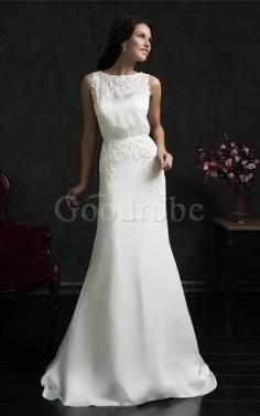 Robe de mariée elégant modeste plissé boutonné col en bateau