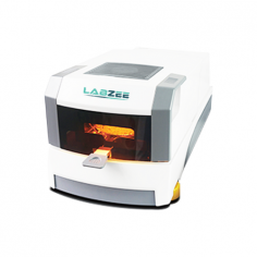 Labzee Halogen Moisture Analyzer features a 7-inch touch screen for displaying parametric ranges with an automatic door and transparent window. It has 110 g capacity and a temperature range of 40°C to 230°C. 0.001 g readability and an operating temperature of 5°C to 35°C