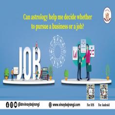 Career astrology can help you decide whether to do business or a job. Every person's birth chart suggests whether they should pursue business, a job or can do both simultaneously. A Business Yoga in the horoscope is necessary for business success, whereas an Employee Yoga suggests success in the job as per the birth chart.

Visit Now: - https://www.vinaybajrangi.com/career-astrology/job-or-business 