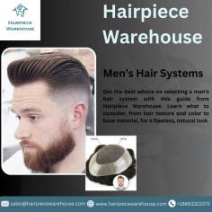 Elevate your style with a custom Men's Hair System from Hairpiece Warehouse! Designed for comfort, durability, and a natural look, our hair systems give you the confidence to take on the day. Order yours today and rediscover your best self!