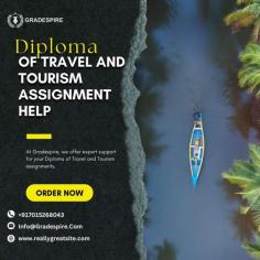 At Gradespire, we offer expert support for your Diploma of Travel and Tourism assignments. Whether you need help with research, writing, or understanding course concepts, our team is here to guide you through every step. Enhance your knowledge and complete your assignments with confidence. Contact us today for comprehensive assistance designed to meet your academic needs.
Visit Now:-  https://gradespire.com/scopes-in-travel-and-tourism-assignment-and-expert-help-on-it/