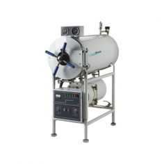 Labzee Horizontal Autoclave is an automatic steriliser with a 150 L capacity and a stainless steel chamber. It offers adjustable temperatures from 105 to 134°C with a working pressure of 0.22 MPa and features an auto-protect device for over-temperature and over-pressure.