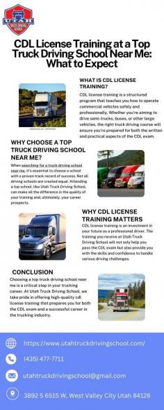 You'll receive comprehensive CDL license training at our truck driving school near me through our expertly designed truck driving course. Our instructors guide you through everything from safety to road tests, preparing you for a thriving career on the road. Don’t wait—enroll today! Visit here to know more:https://utahtruckdriving.wixsite.com/utah-truck-driving-s/post/cdl-license-training-at-a-top-truck-driving-school-near-me-what-to-expect