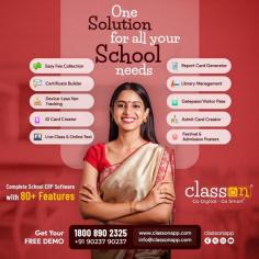 India’s first School ERP Software with a powerful toolkit to boost admissions! Class ON is a comprehensive School Erp Software solution featuring over 90 modules, 4 mobile apps, and 30+ specialized services tailored for Indian schools. Simplify fee collection, generate report cards, manage your library, and more with Class ON's 80+ features. Get your FREE DEMO today!
Contact Details- Class ON App
Email - info@classonapp.com
Phone No - 1800- 890-2325 or +91 90237 90237  
