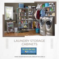 Find top-quality laundry storage cabinets and wardrobes at Wardrobe World Bluemountains. Enhance your laundry space with our custom storage solutions.