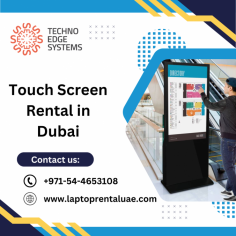 For premium Touch Screen Rental in Dubai, Techno Edge Systems LLC offers cutting-edge interactive display solutions for events, exhibitions, and presentations. Enhance engagement with high-quality touch screens tailored to your needs. For more details, Call us at 054-4653108 or visit us - https://www.laptoprentaluae.com/touch-screen-rental-dubai/