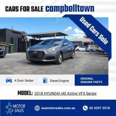 Discover great deals on cars for sale in Campbelltown, including our 2018 HYUNDAI i40 Active VF4 Series II Diesel Sedan. This sleek and fuel-efficient vehicle offers top-notch performance, style, and comfort, perfect for any journey.